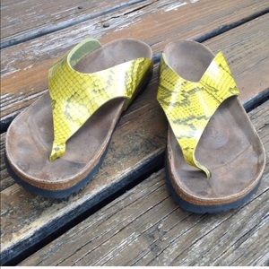 Birkenstock Birkis Yellow Black Snake Leather Sz 9 EUR 40 Shoes Slip On Sandals
